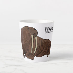Caneca De Café Latte Ilustração de desenho animado de Walrus
