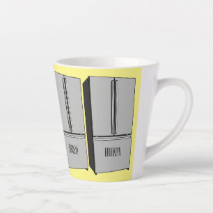 Caneca De Café Latte Ilustração de desenho animado do frigorífico franc