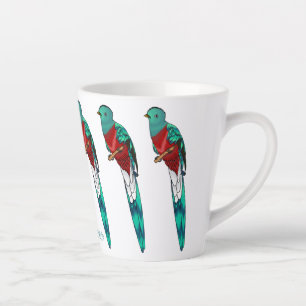 Caneca De Café Latte Ilustração de desenho animado do pássaro quetzal r