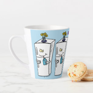Caneca De Café Latte Ilustração de desenho animado engraçado de geladei