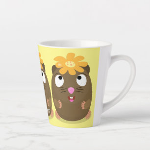 Caneca De Café Latte Ilustração de desenho animado feliz de porquinho-d