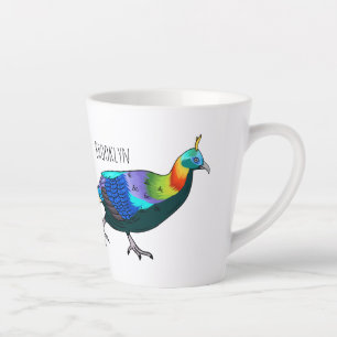 Caneca De Café Latte Ilustração de desenho animado monal de aves do Him