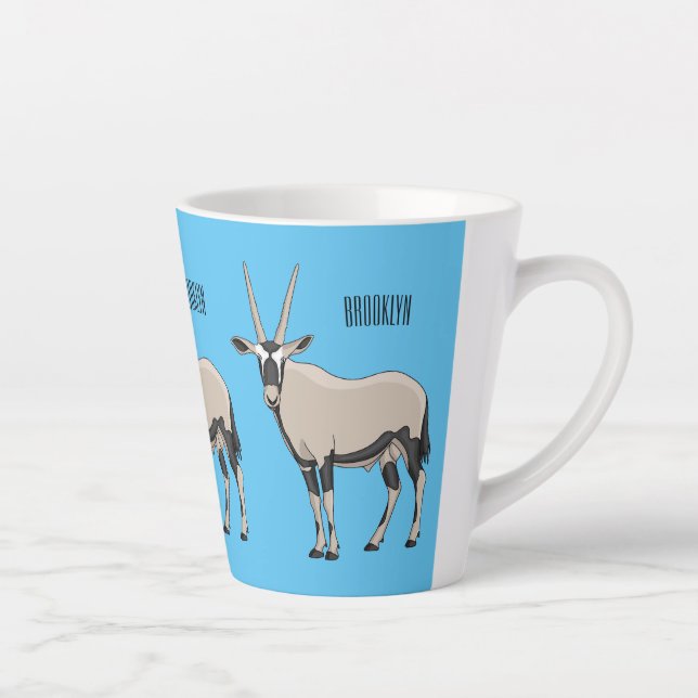 Caneca De Café Latte Ilustração de desenho animado Oryx (Direita)