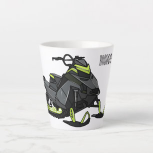 Caneca De Café Latte Ilustração de desenho animado Snowmobile