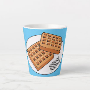 Caneca De Café Latte Ilustração de desenho animado Waffle