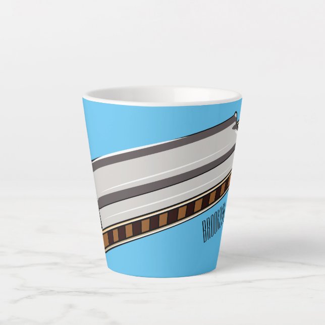 Caneca De Café Latte Ilustração de desenho da Harmonica (Frente)