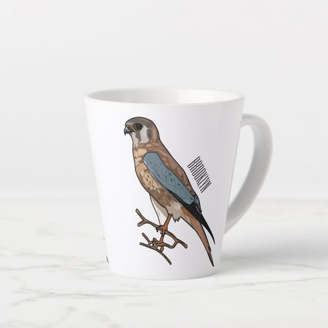Caneca De Café Latte Ilustração de desenho de aves do estrel americano (Ângulo direito)