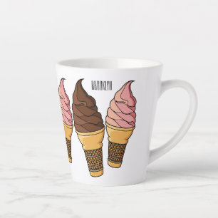 Caneca De Café Latte ilustração de desenho de cone de sorvete
