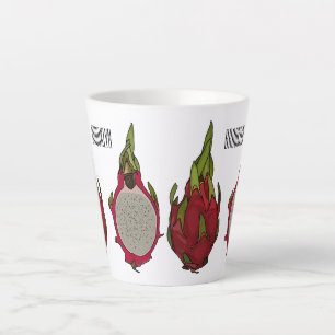 Caneca De Café Latte Ilustração de desenho de fruta do dragão