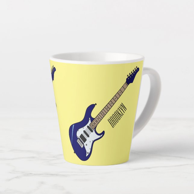 Caneca De Café Latte Ilustração de desenho de guitarra elétrica (Ângulo direito)