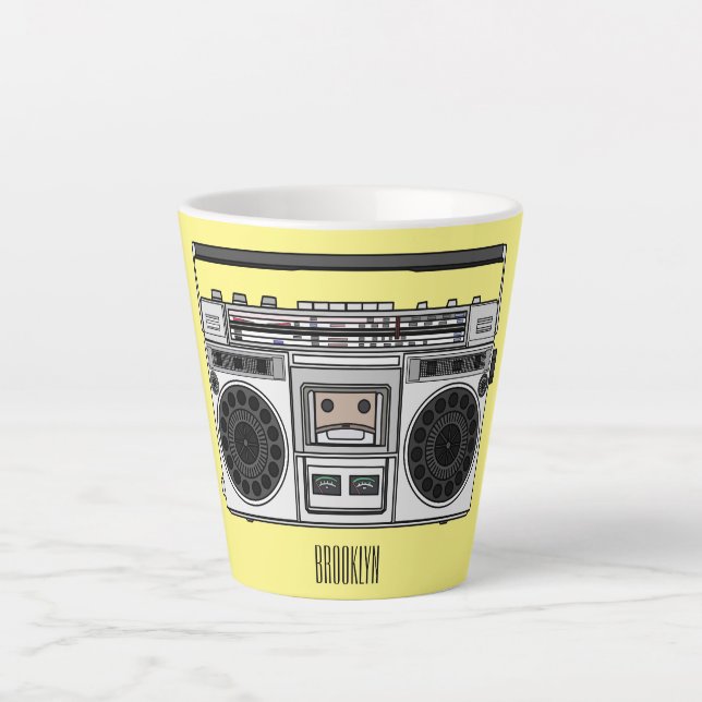 Caneca De Café Latte Ilustração de desenho de rádio (Frente)