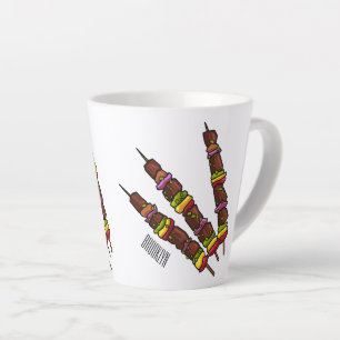 Caneca De Café Latte Ilustração de desenho do Kebab ou kabob