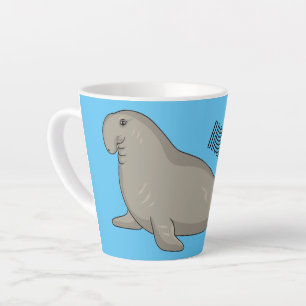Caneca De Café Latte Ilustração de desenho do selo elefante