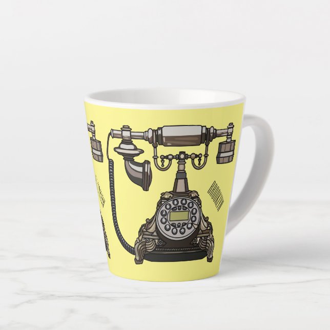 Caneca De Café Latte Ilustração de desenho telefônico (Ângulo direito)