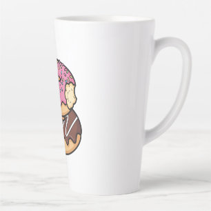 Caneca De Café Latte Ilustração de Donuts Empilhados Fofos Kawaii