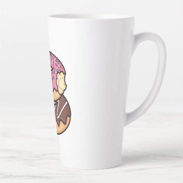 Caneca De Café Latte Ilustração de Donuts Empilhados Fofos Kawaii (Direita)