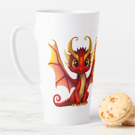 Caneca De Café Latte Ilustração de Dragão Bonito em Amantes Fantásticos