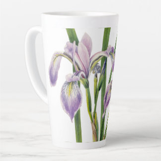 CANECA DE CAFÉ LATTE ILUSTRAÇÃO DE FLORES DE IRISES