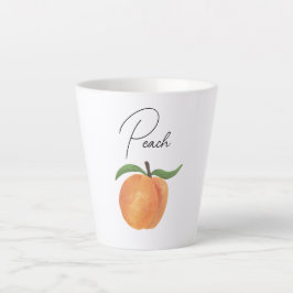 Caneca De Café Latte Ilustração de Fruta Pêssego Pintada Fofa