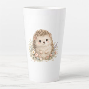 Caneca De Café Latte Ilustração de Jardim de Ourigo em Aquarela