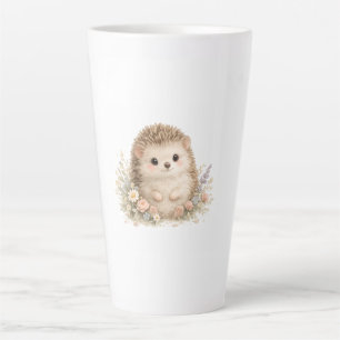 Caneca De Café Latte Ilustração de Jardim de Ourigo em Aquarela