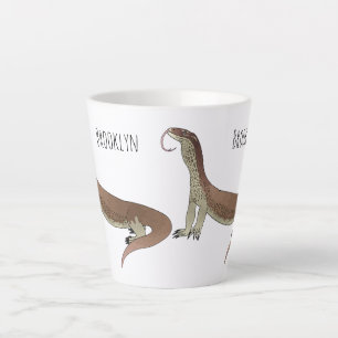 Caneca De Café Latte Ilustração de lagarto monitor em desenho animado