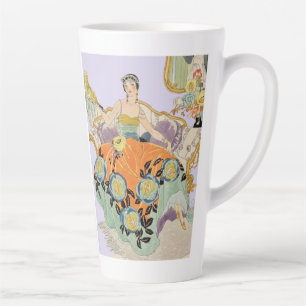 Caneca De Café Latte Ilustração de Moda Art Déco Vintage Elegante 