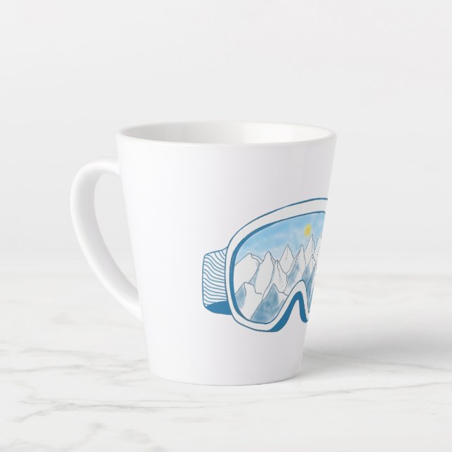Caneca De Café Latte Ilustração de Óculos de Esqui de Montanha (Ângulo esquerdo)