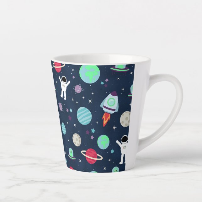 Caneca De Café Latte Ilustração de padrão de espaço (Direita)