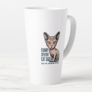 Caneca De Café Latte Ilustração de Pai de Gato Sphynx Engraçado