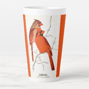 Caneca De Café Latte Ilustração de Pássaro Cardinal