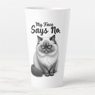 Caneca De Café Latte Ilustração de Rosto de Gato Engraçado – Arte de Ga