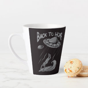 Caneca De Café Latte ilustração de surfista alienígena ufo com voltar p