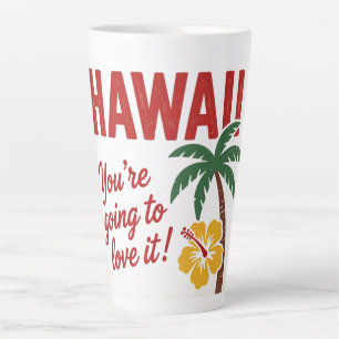 Caneca De Café Latte Ilustração de Viagem das Ilhas Havaianas Vintage R