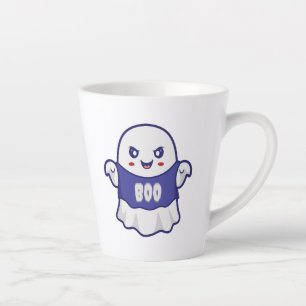 Caneca De Café Latte Ilustração Divertida de Fantasma Assustador para D