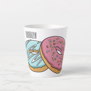 Caneca De Café Latte ilustração do desenho animado de rosquinha