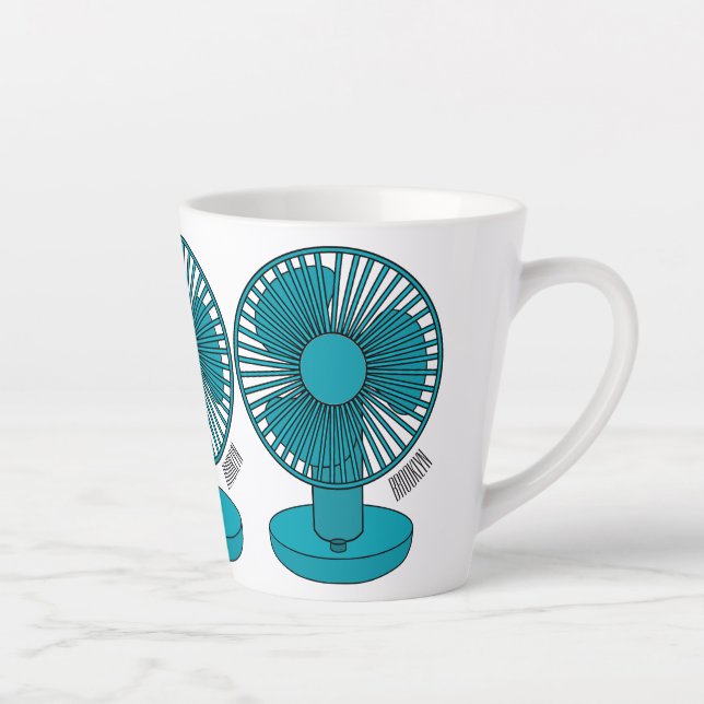 Caneca De Café Latte Ilustração do desenho do ventilador (Direita)
