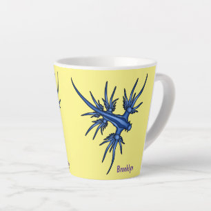 Caneca De Café Latte Ilustração do dragão azul de lesma marinha