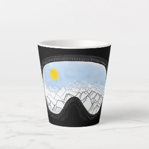 Caneca De Café Latte Ilustração do Modo Montanha Ski Goggles