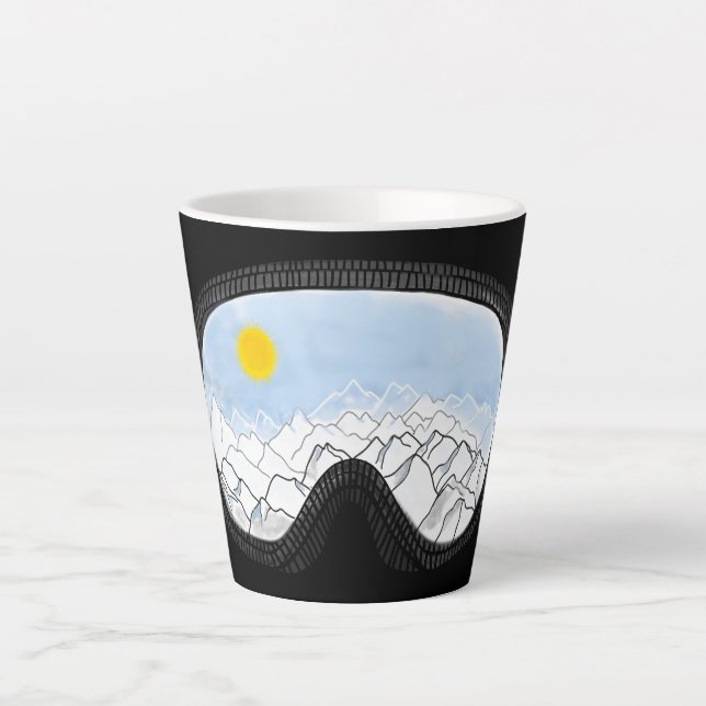 Caneca De Café Latte Ilustração do Modo Montanha Ski Goggles (Frente)