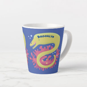 Caneca De Café Latte Ilustração engraçada de desenho animado de enguia