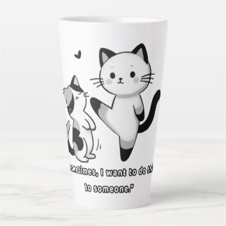 Caneca De Café Latte Ilustração Engraçada de Gato Siameses Dando Chute