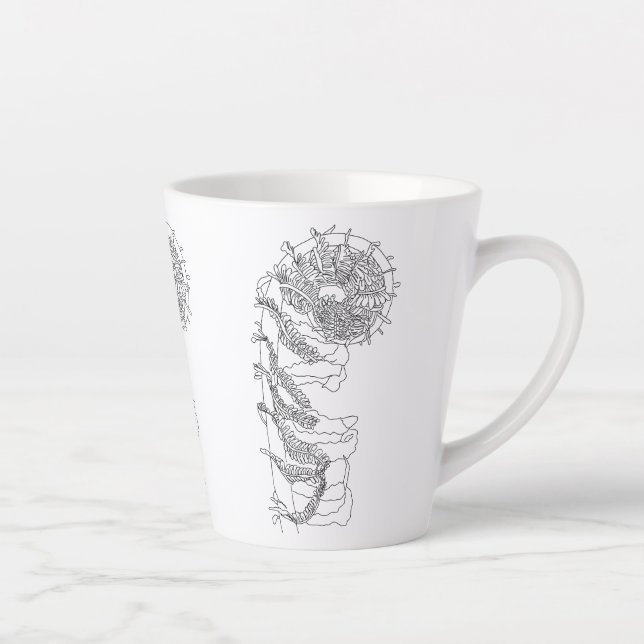 Caneca De Café Latte Ilustração Fiddlehead Fern (Direita)