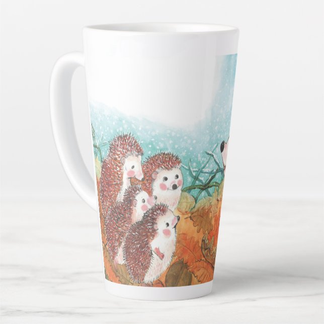 Caneca De Café Latte Ilustração Hedgehogs (Ângulo esquerdo)