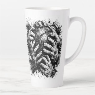 Caneca De Café Latte Ilustração Orkney Dark Art Ink – Mãos que Agarram