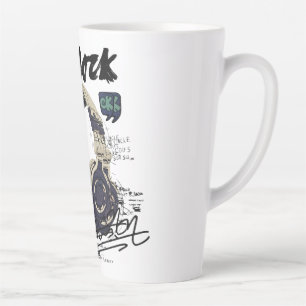 Caneca De Café Latte Ilustração Urbana de Fones de Ouvido Retro