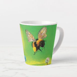 Caneca De Café Latte Ilustração voadora de abelha pequena