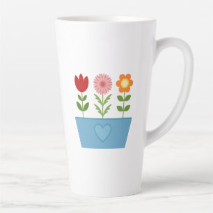 Caneca De Café Latte Ilustrações da Flor em uma Canvas P da Caixa da 