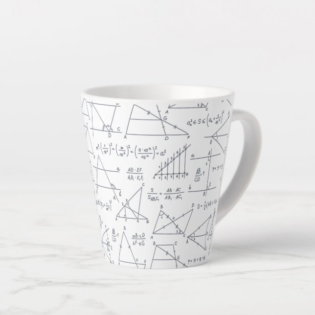 Caneca De Café Latte Ilustrações Escritas de Cálculos Matemáticos Latte (Ângulo direito)