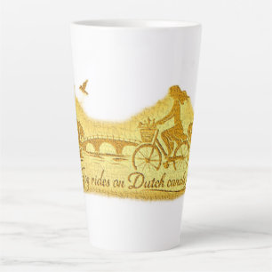 Caneca De Café Latte Imagem Amassada Minimalista Dourada de Amsterdã